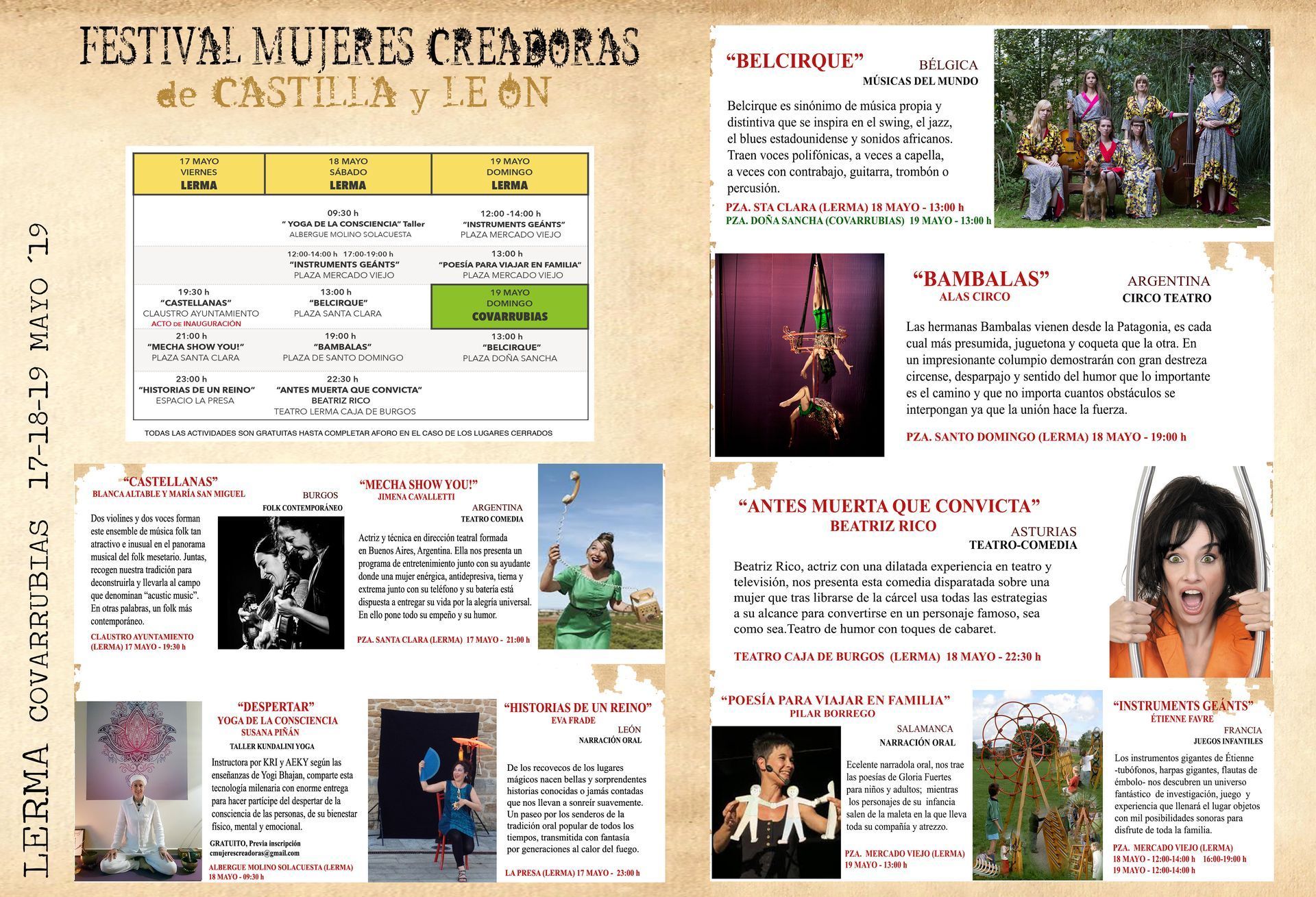 FESTIVAL MUJERES CREADORAS 17, 18 y 19 de MAYO