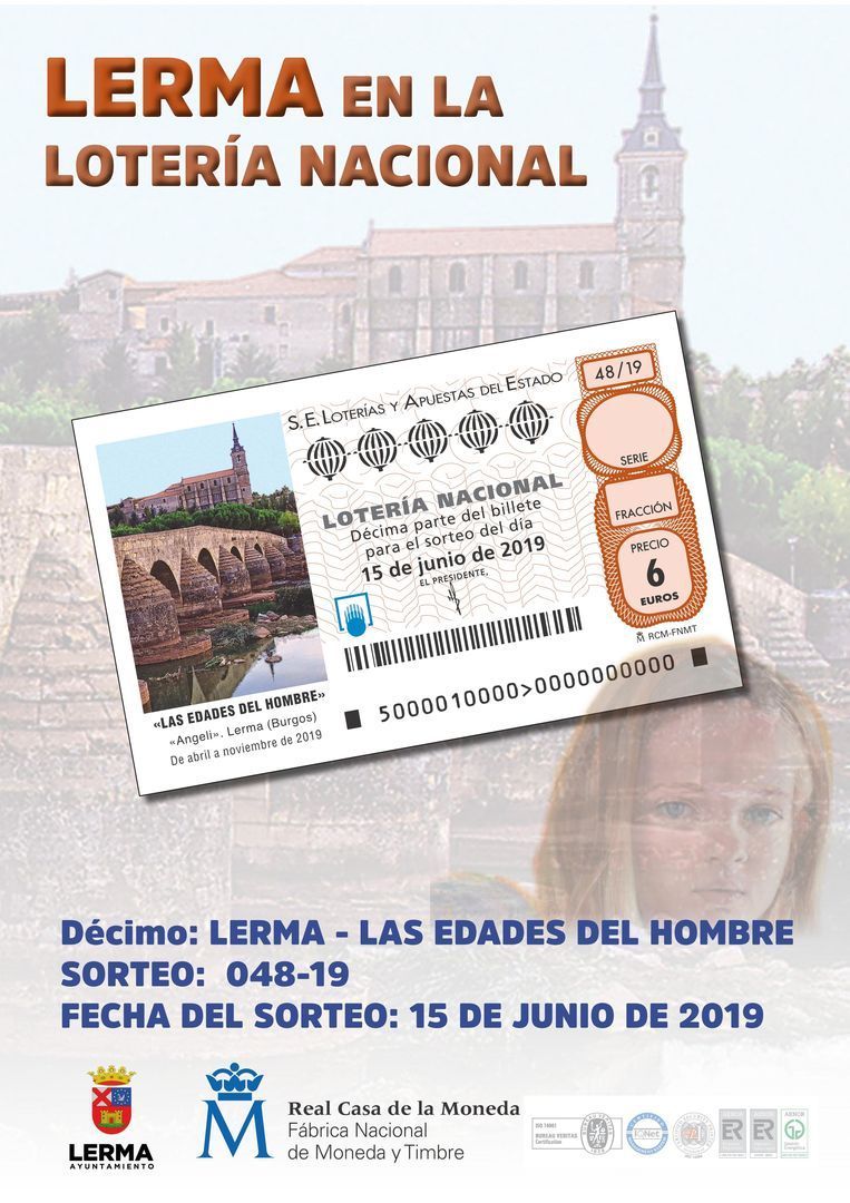 Décimo de Lotería con imagen de Lerma-Las Edades del Hombre
